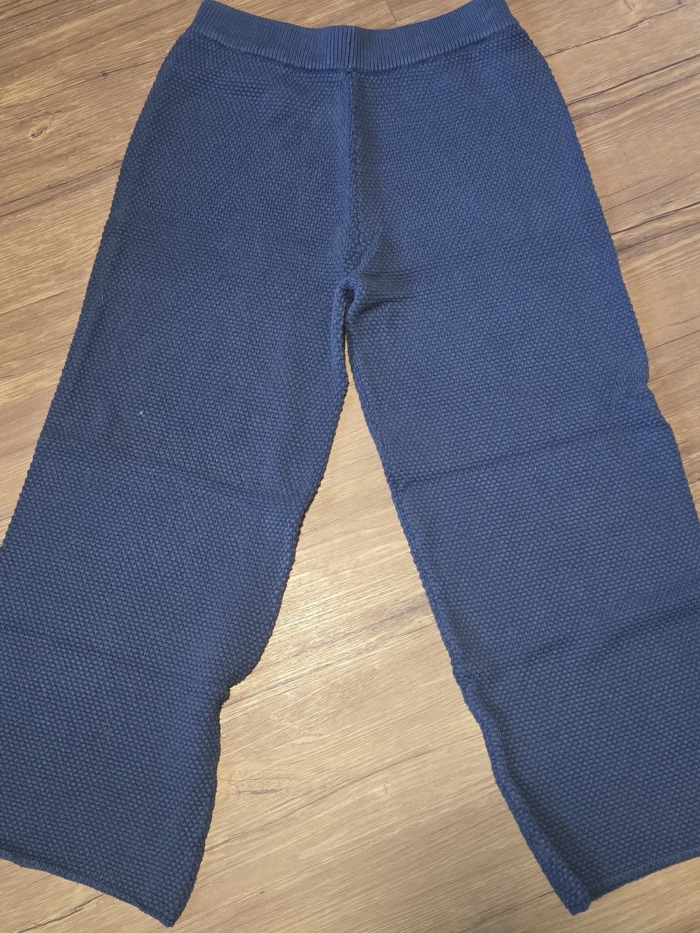 Navy Knit Wide-Leg Casual Pajama Pants